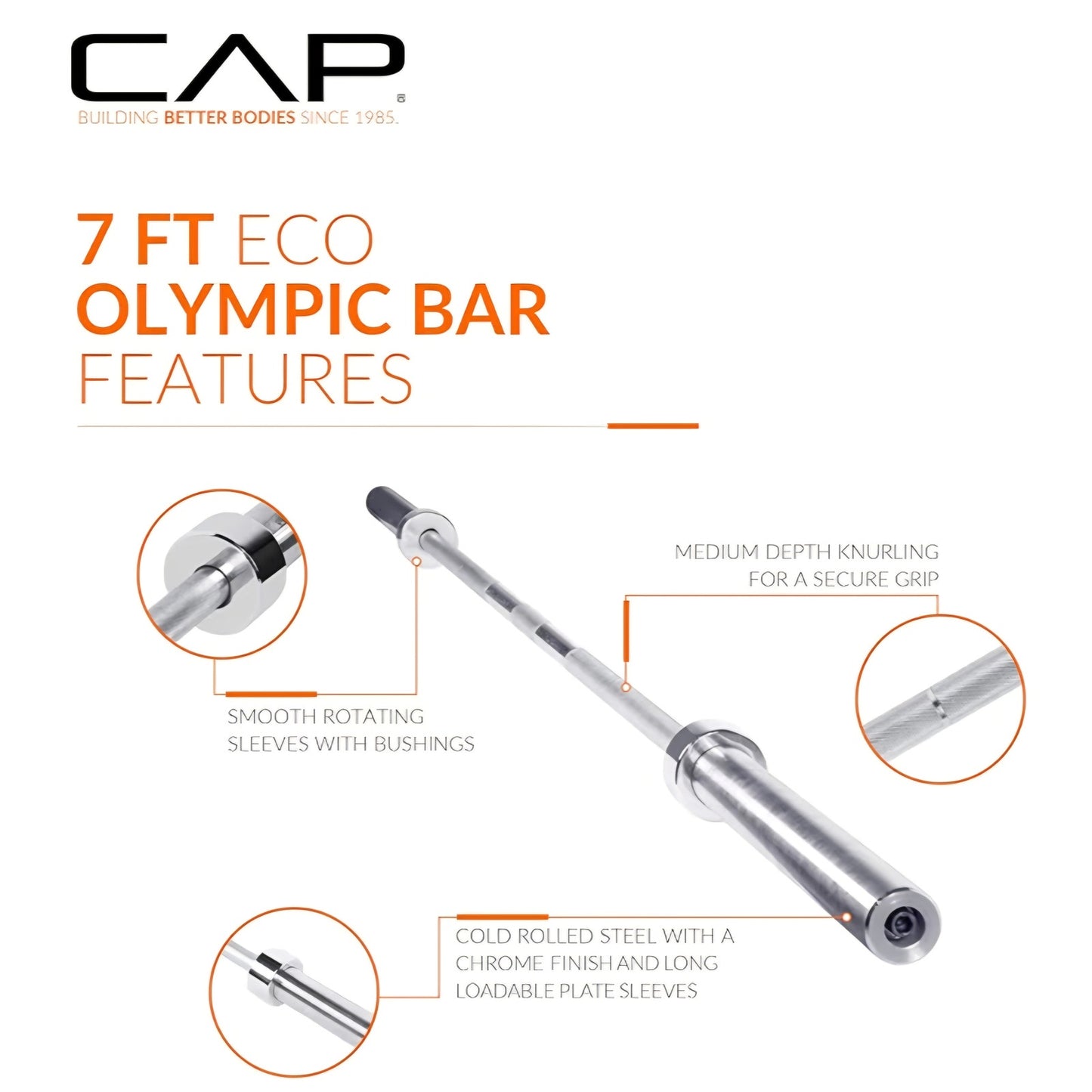 CAP Barbell 2-Inch Olympic Barbell Bars |7 ft |