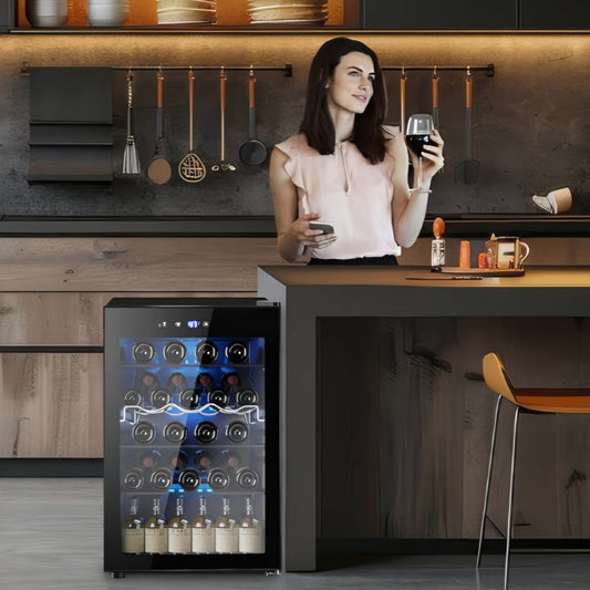 Electactic 37 Bottle Wine Fridge,Freestanding 145 Can Beverage Refrigerator with Smart Temperature