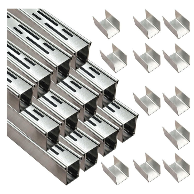 Pool Deck Drain Channel 1-1/4" W 12 Pcs,Pool Drain,Silver Channel Drain Linear Trench Drain
