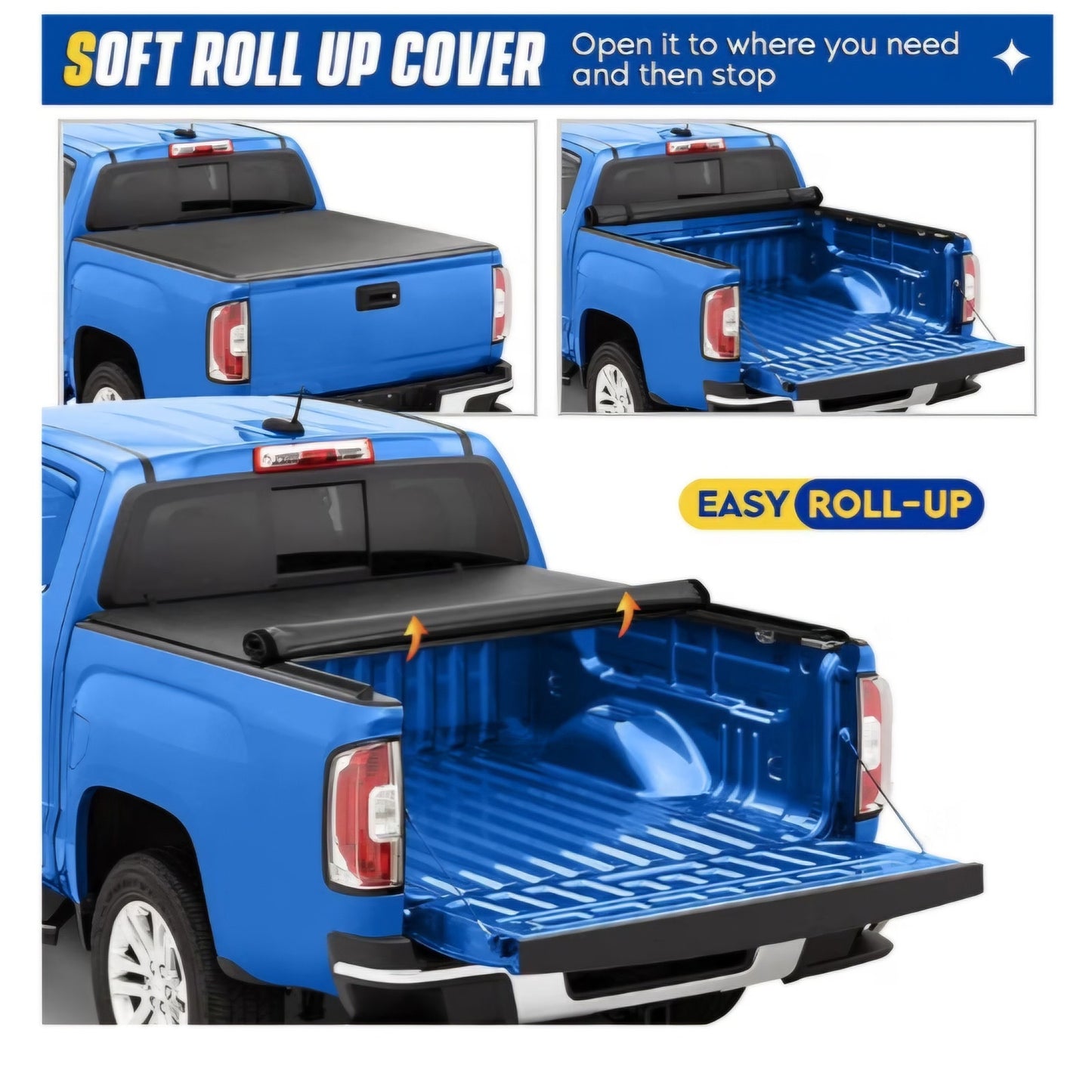 Soft Roll-up 8ft Truck Bed Tonneau Cover for Ford F-250 & F-350 Super Duty 1999-2016, F-450