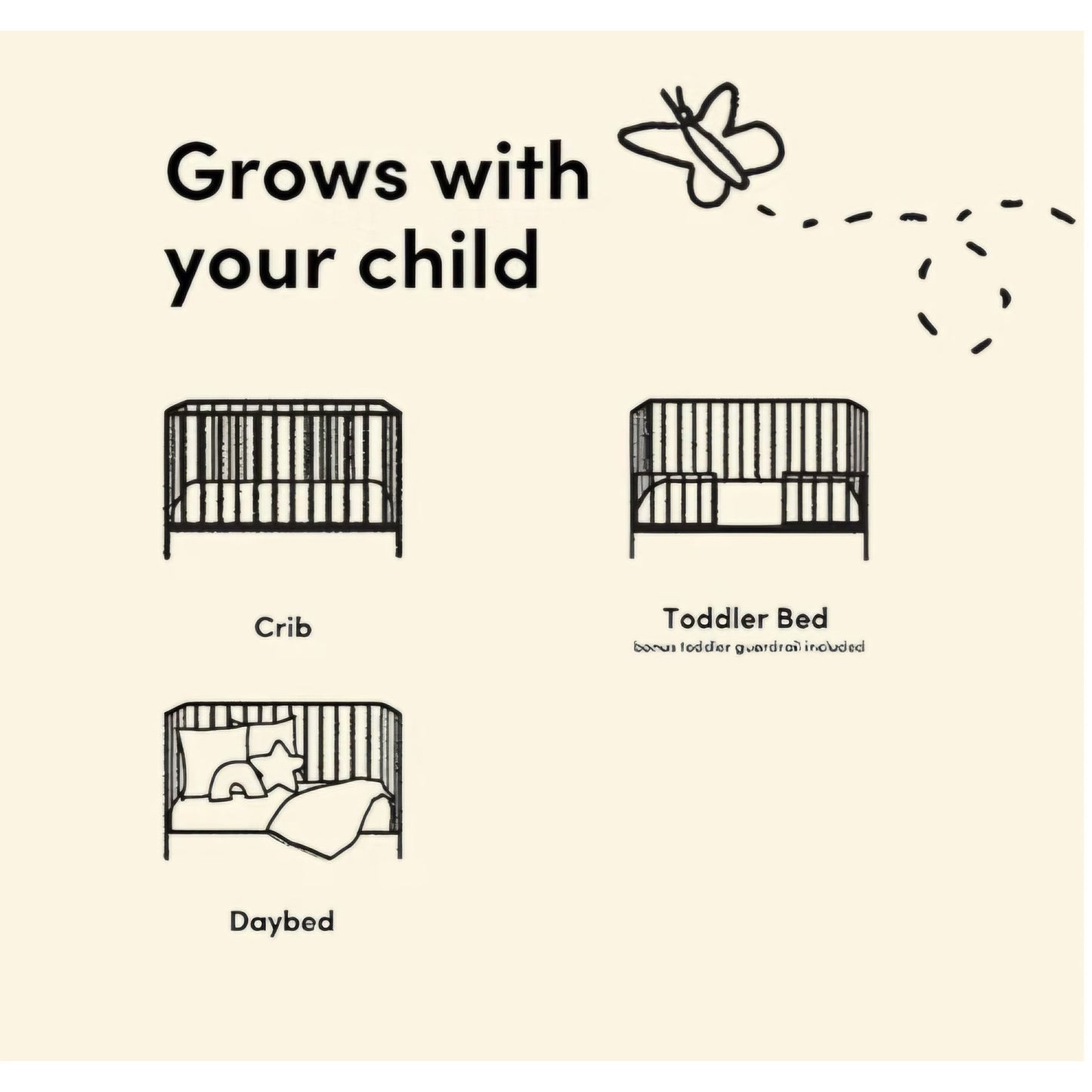 Storkcraft Amalfi 5-in-1 Convertible Crib with Guardrail, Frosted Oat