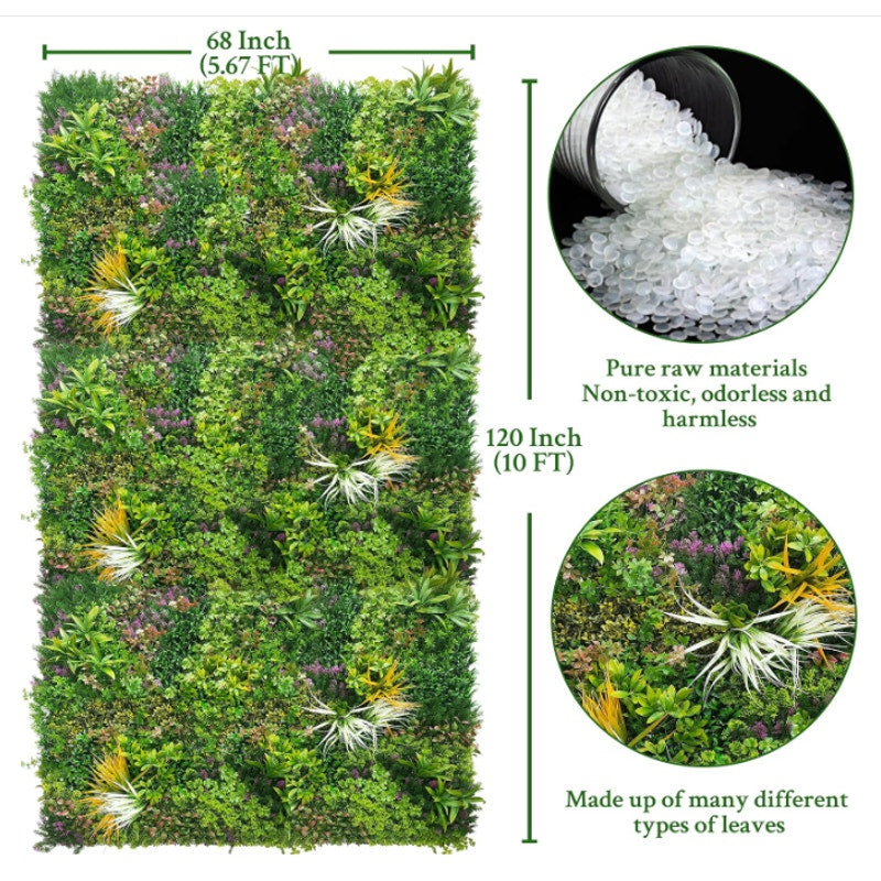 ODTORY Artificial Greenery Grass Wall Panels: 68'' x 120''(56.7 SQFT) UV-Anti, Faux Ivy Privacy