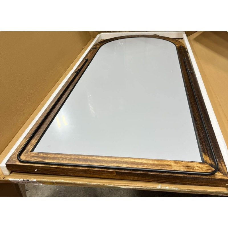 Full Length Mirror 71"x32", Arched Solid Wood Frame with Stand