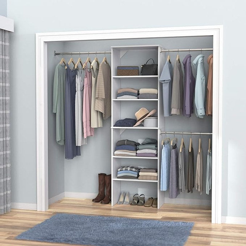 ClosetMaid SuiteSymphony Wood Closet Organizer System, 25-Inch, Tower and 3 Hang Rods, Pure White