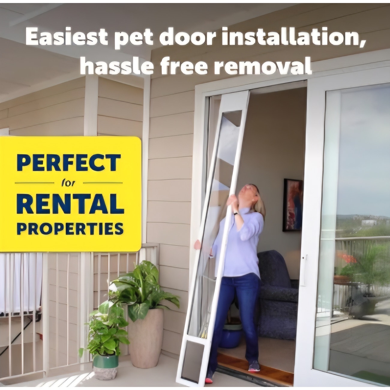 1-Piece Sliding Glass Pet Door for Dogs & Cats - Adjustable Height up to 80 11/16" Large-Tall