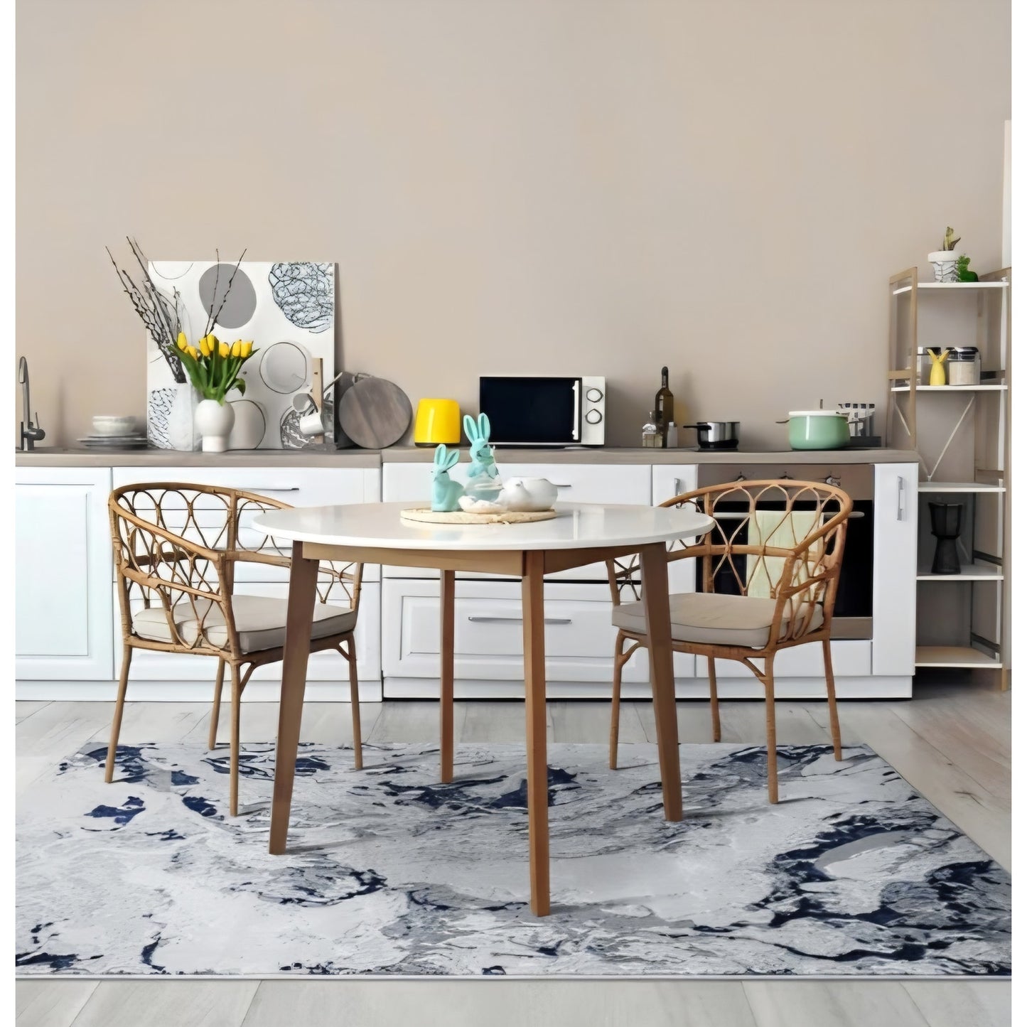 LUXE WEAVERS Abstract Marble Blue 6X9 Area Rug
