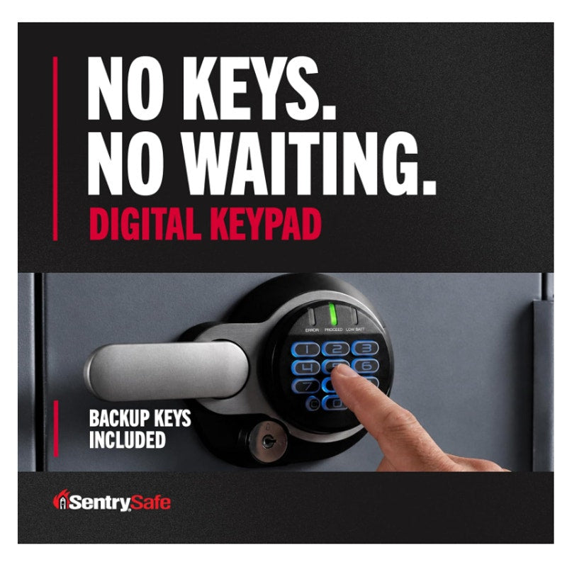 SentrySafe Fireproof and Waterproof Gray Steel Home Safe with Digital Keypad Lock