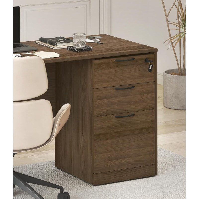 Furinno Roger File Cabinet, 3-Drawer Fixed Pedestal Filing Cabinet with Lock