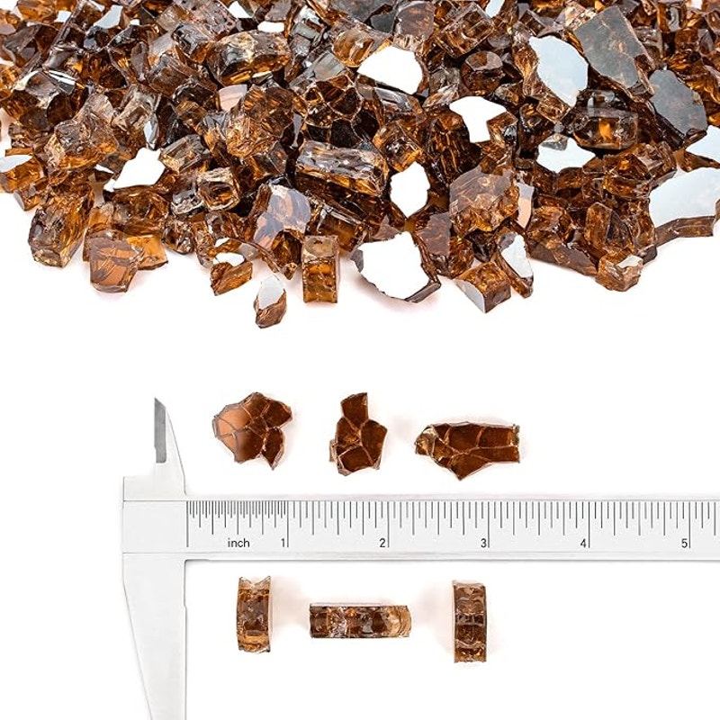 Stanbroil 10-Pound Fire Glass 1/2 in Reflective Tempered Fire Glass for Fire Pit, Copper Reflective