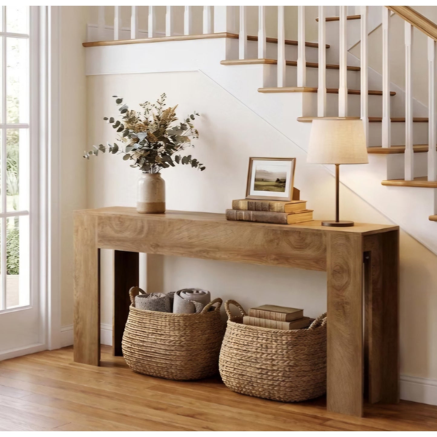 LITTLE TREE 78.74 Inches Extra Long Console Table, Farmhouse Sofa Table Behind Couch
