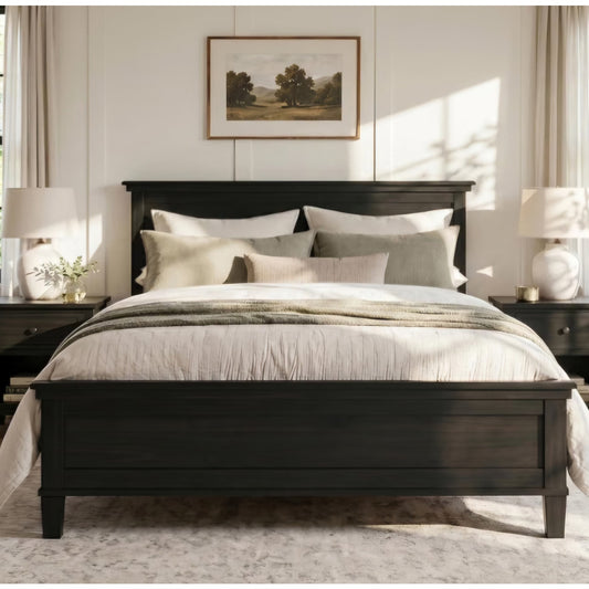 Merax King Size Wood Bed Frame with Headboard, Mid-Century Modern Platform Bed