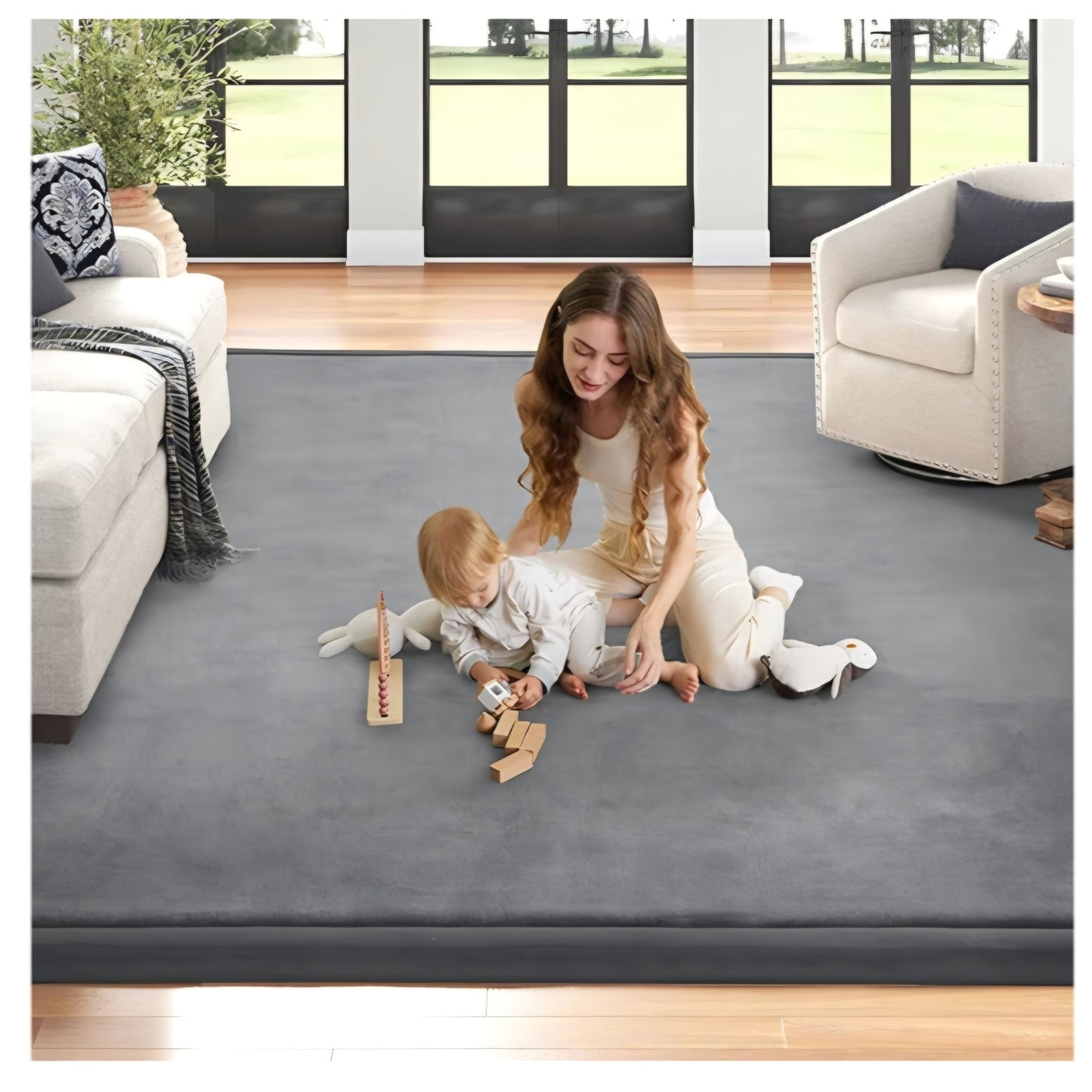 Baby Play Mat for Floor Nursery Rug Muscle Mat Area Rug Playroom Rug 79"x138"