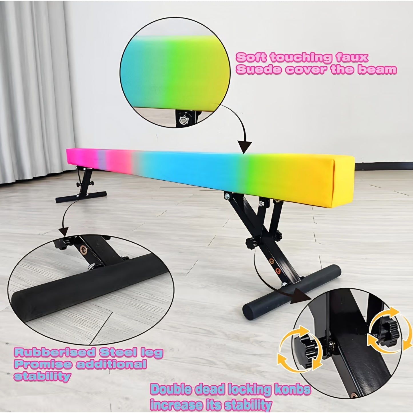 8FT Gymnastics Beam - high and Low Floor Beam for All Gymnastic Levels