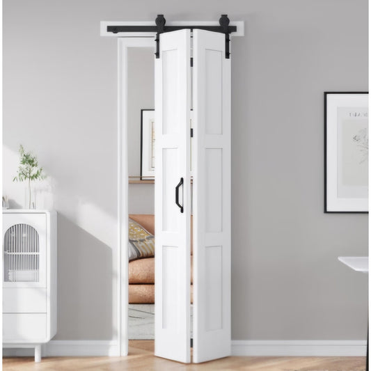 30X84(Double 15x84) White Bifold Barn Door Sliding Bi fold Doors Bi-fold Folding with 34"