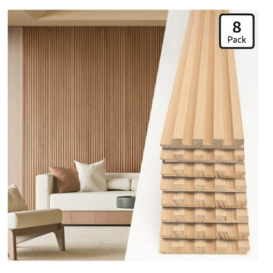 Art3d 108 x 5.7 Inch Slat Solid Wood Wall Paneling for Interior Decor, Oak