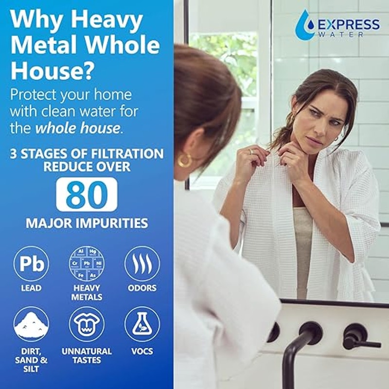 Express Water Whole House Water Filter System, HEAVY METAL, 3 Stg, Targets Lead, Arsenic, Chromium