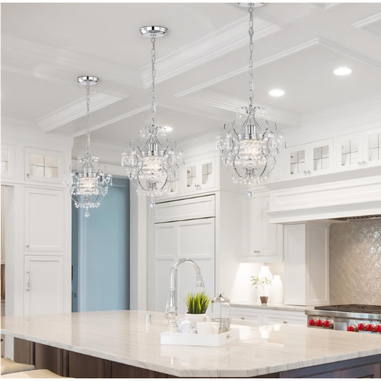 Small Chandelier for Bedroom, 90% Pre-Assembled Chrome Chandelier, Mini Acrylic Crystal Chandelier