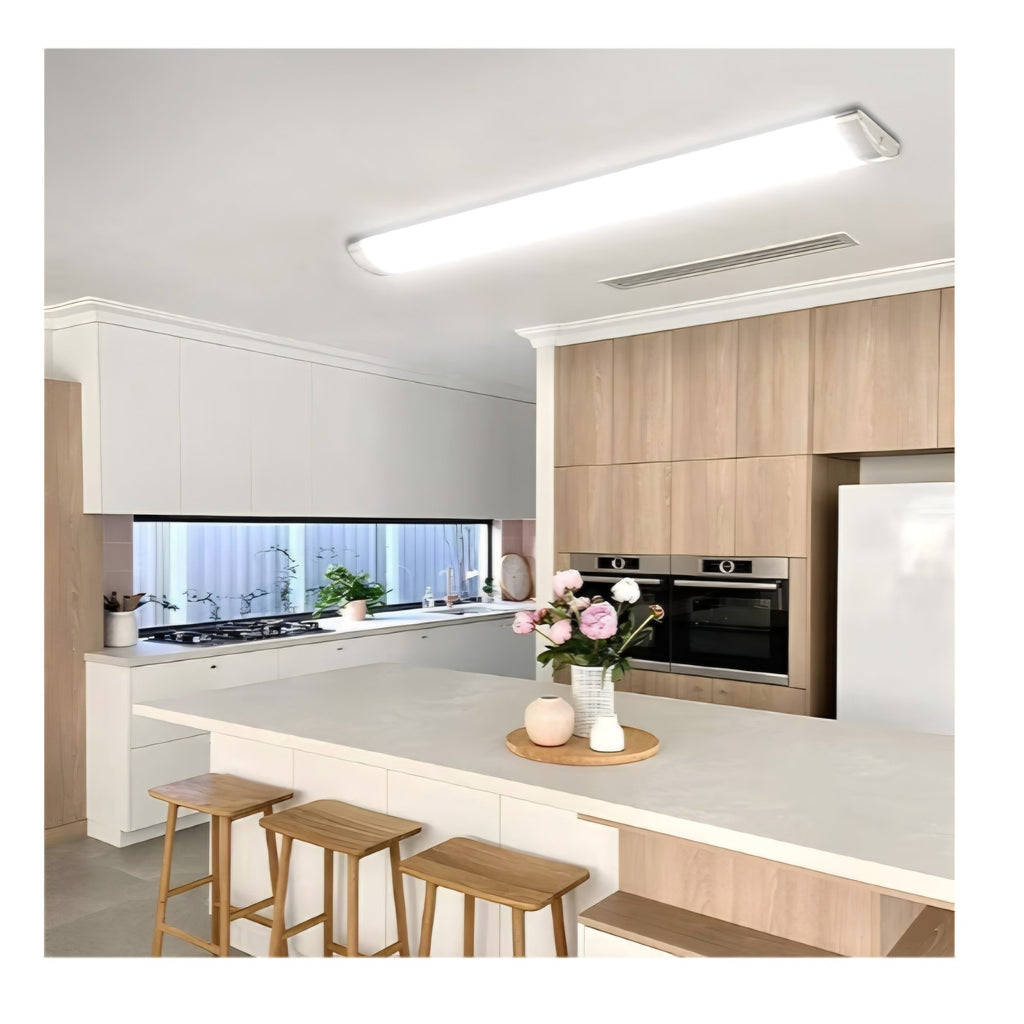 4FT LED Kitchen Puff Ceiling Lights Dimmable, 40W, 4800LM, 4000K,48 Inch LED 6 pack