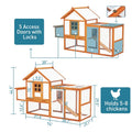 PioneerWorks Outdoor Chicken Coop Wooden Hen House with Run, Poultry Cage w/Ramps, Nesting Box