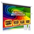 Pull Down Projector Screen Motorized 84 Inch 16:9 HD Electric Small Projector Screen Portable