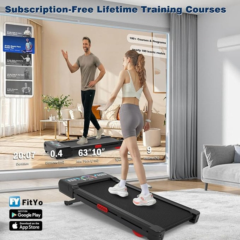 TRAILVIBER Walking Pad Treadmill with 12% 9-Level Auto Incline, 450 lbs Capacity RGB LED Screen