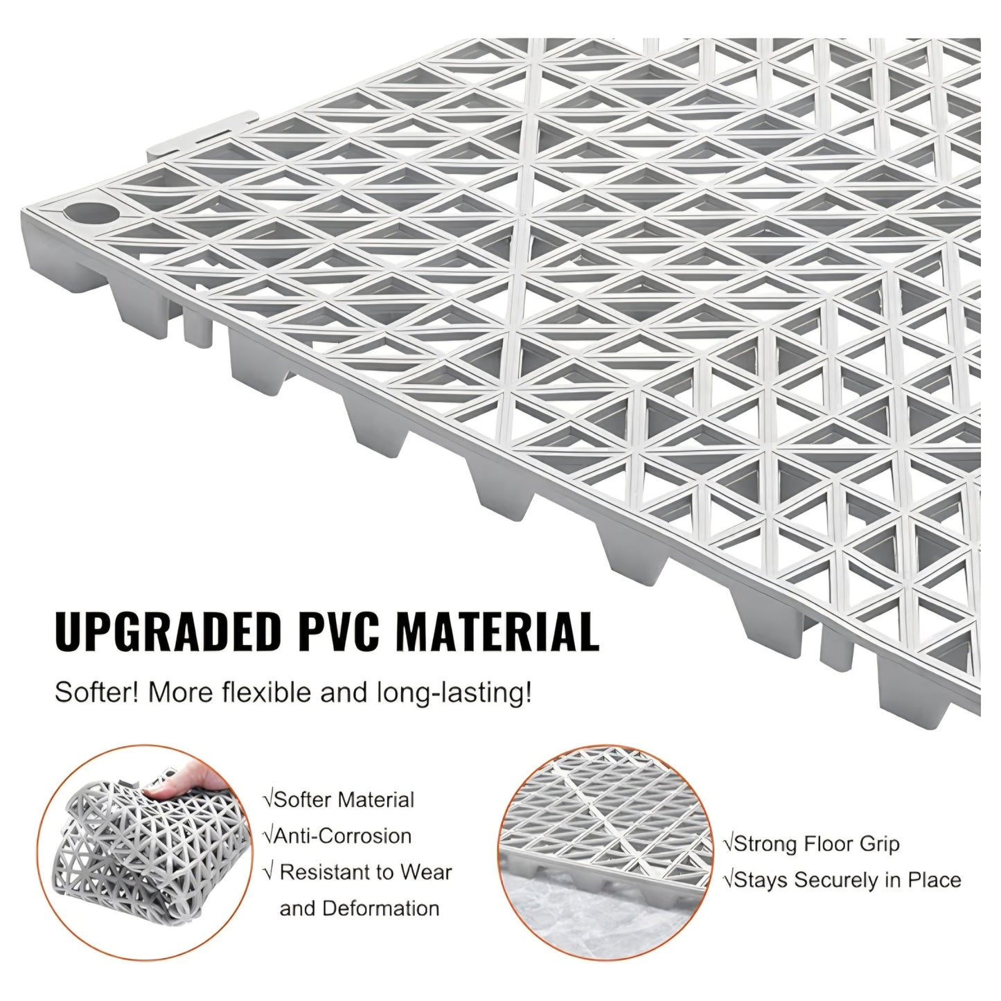 Interlocking Tile 55PCS, Drainage Tiles 12" x 12" Splicing, Soft PVC Interlocking Drainage Floor Ti