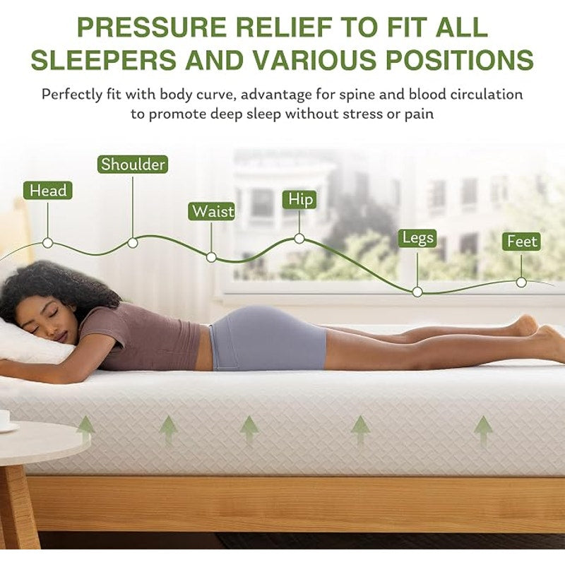 EGOHOME Queen Mattress  in A Box, 12 In, Medium Firm, Cooling Green Tea Gel, 80''L x 60''W, White