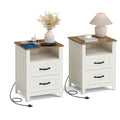 VASAGLE Set of 2 Nightstands with 2 Drawers and Charging Station