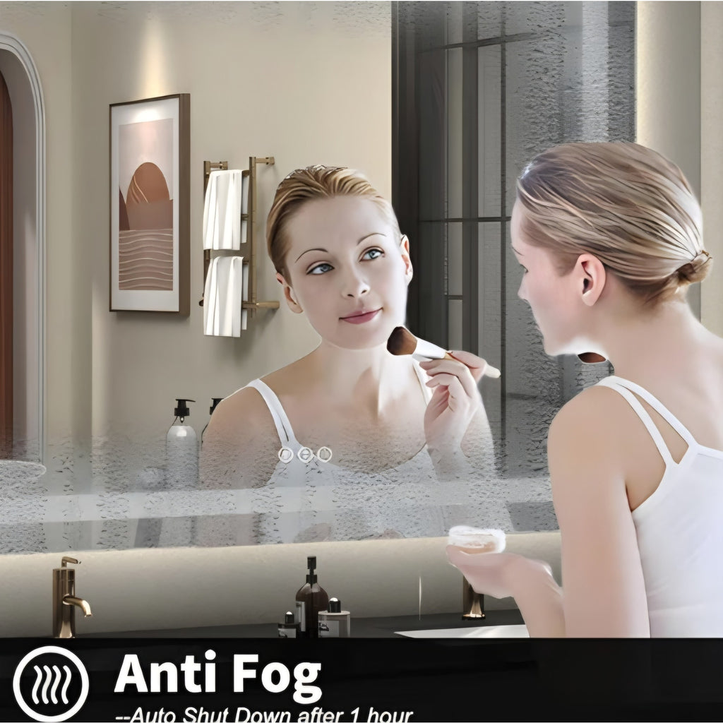 60x 40 Inch Lighted Bathroom Mirror for Wall, LED Illuminated Vanity Mirror with Lights, Dimmable