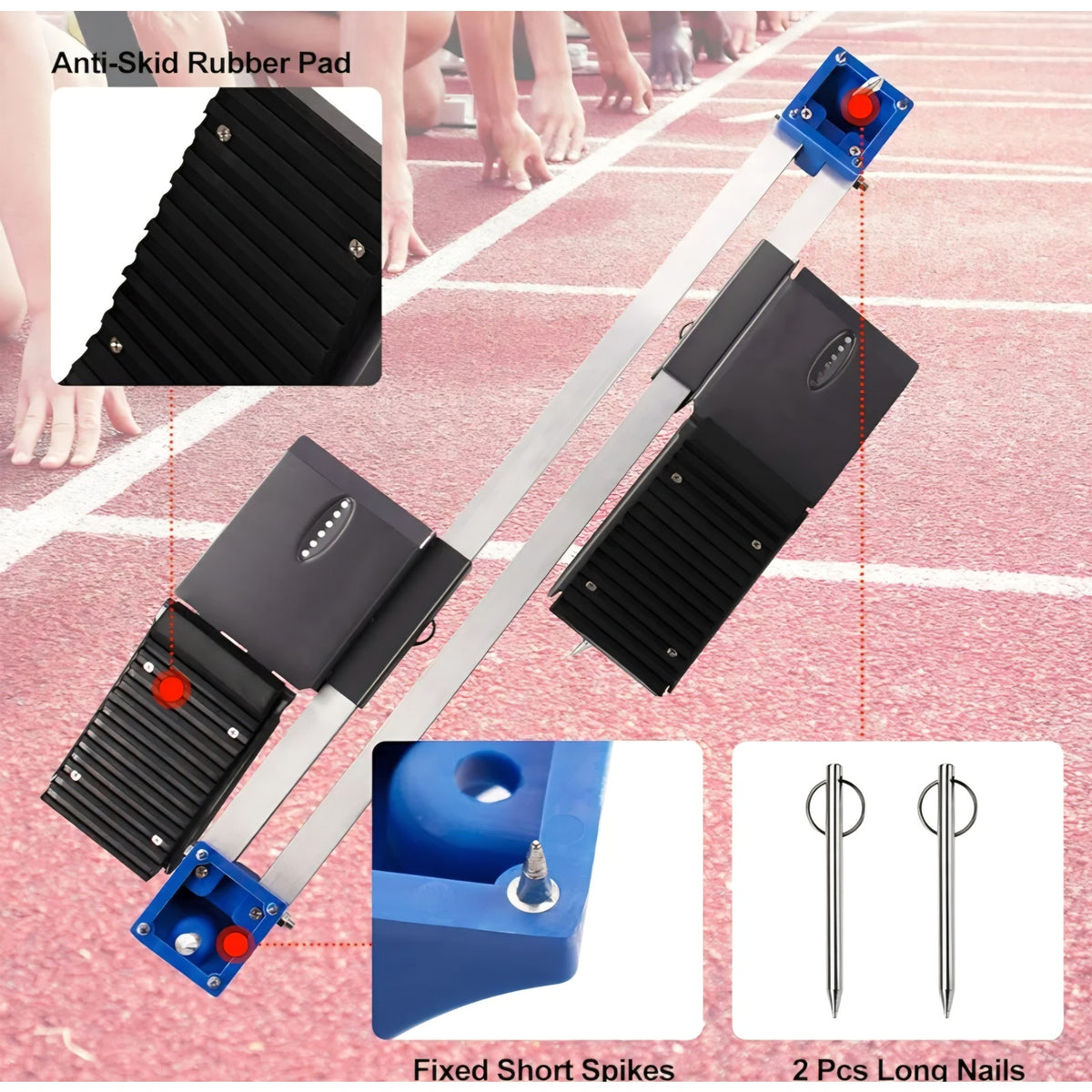 Set of 6, Multi-Function Starting Block 6 Angle Pedals Adjustable Sprinter Starting Block Track
