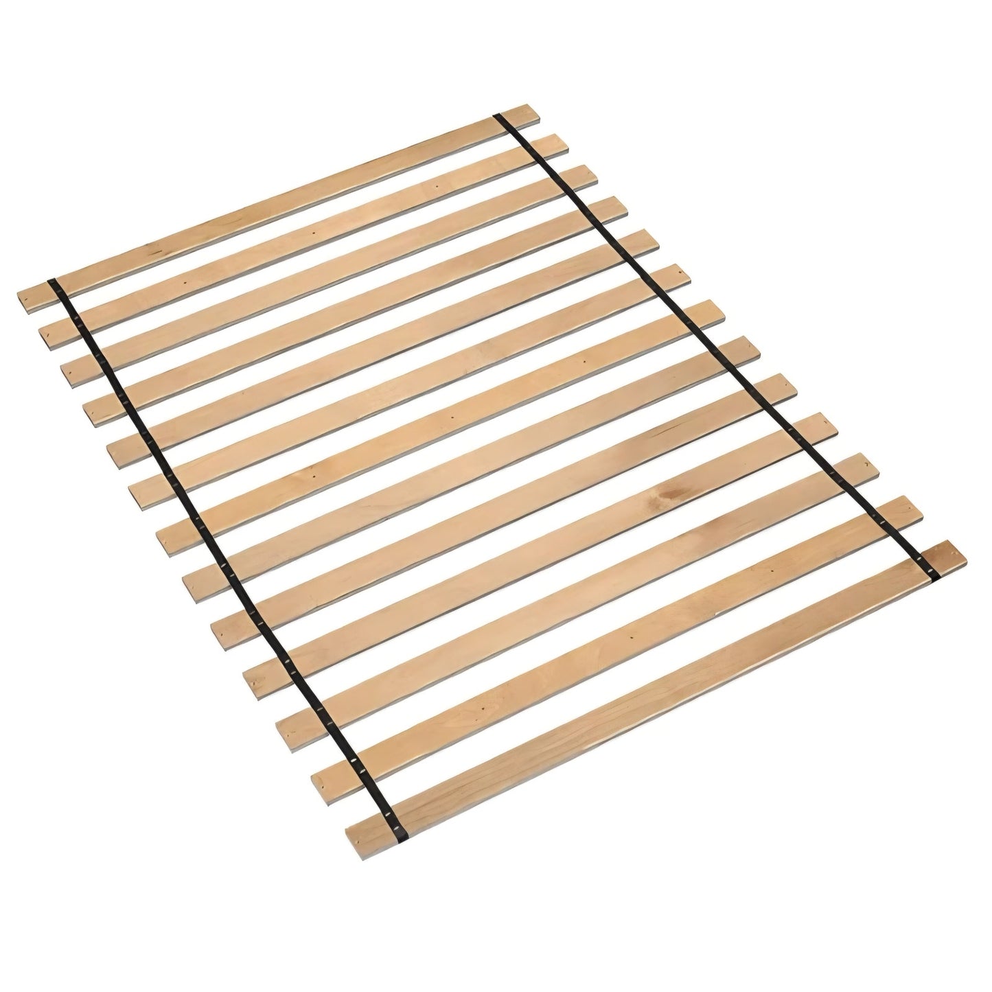 Queen Wooden Mattress Support Bunkie Board Roll Slat with Nylon Cord, Queen, Beige