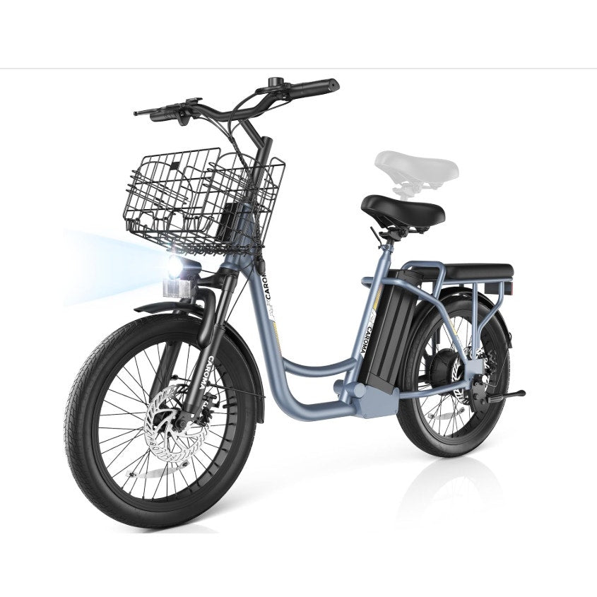 Caroma Peak 500W Electric Scooter with Seat, 20" Fat Tire Electric Bike, Black