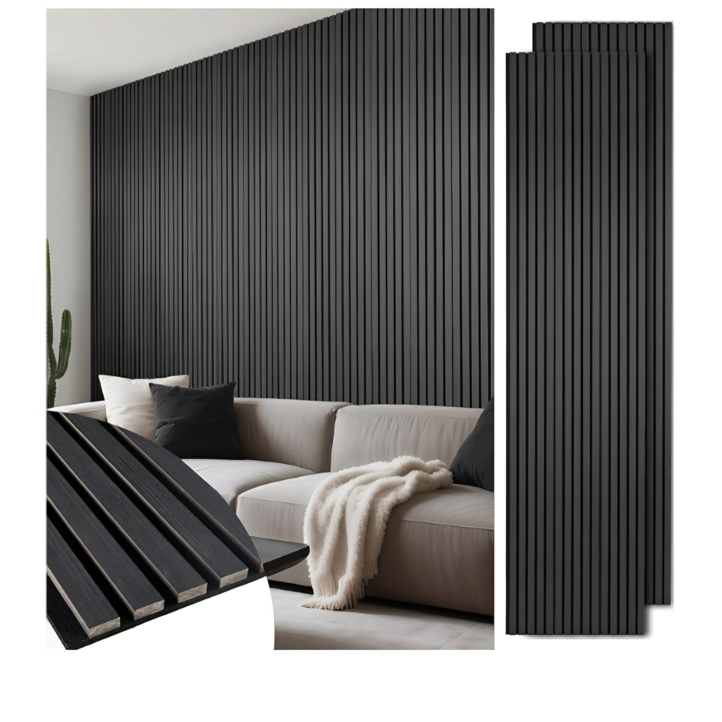 Wood Slat Wall Panels 2 Pack 106" x 23.6", Acoustic Wooden Panel for Wall,