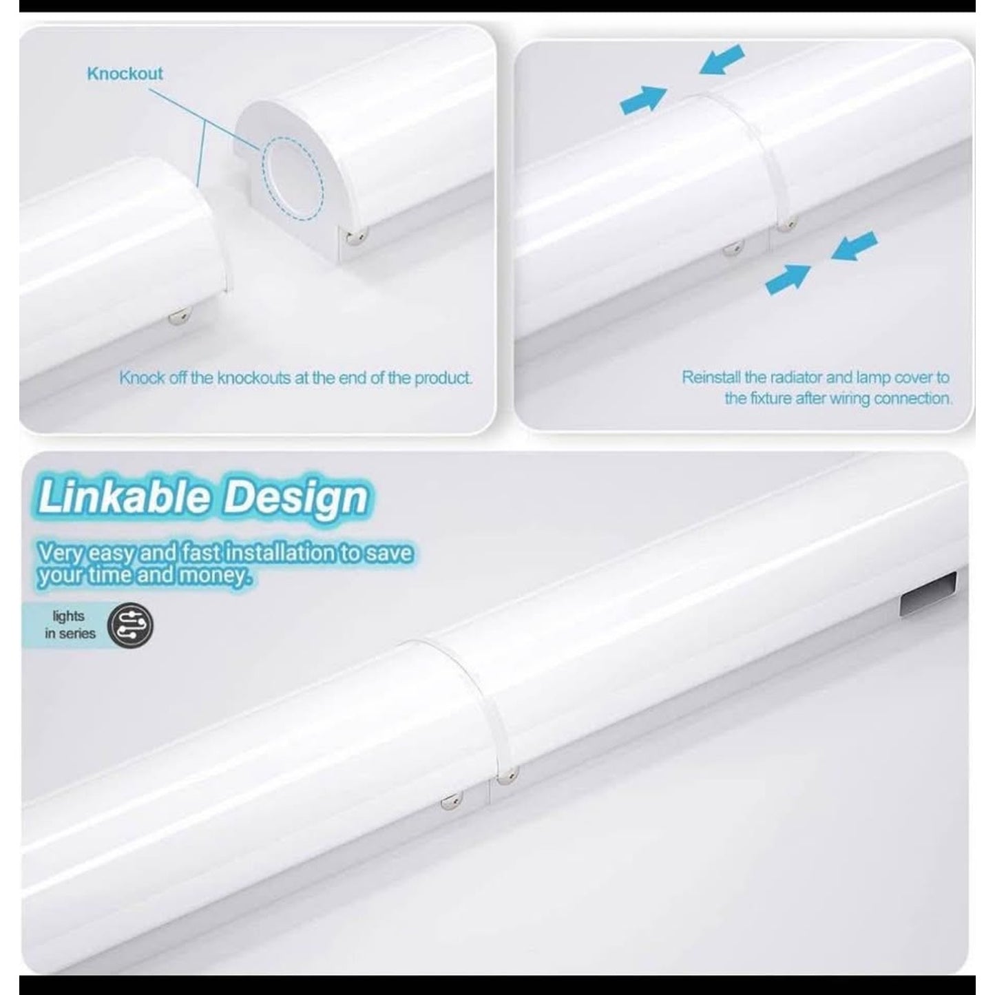 ANTLUX 8FT LED Shop Lights 110W Strip Lights [6-lamp T8 Fluorescent Equiv.], 12000LM, 5000K, Compact