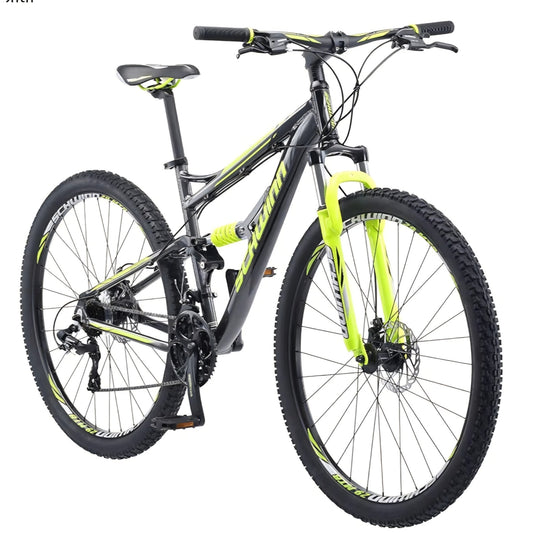 Traxion Mountain Bike for Adult Men Women, 29-Inch Wheels, Full Suspension, 24-Speed Shimano