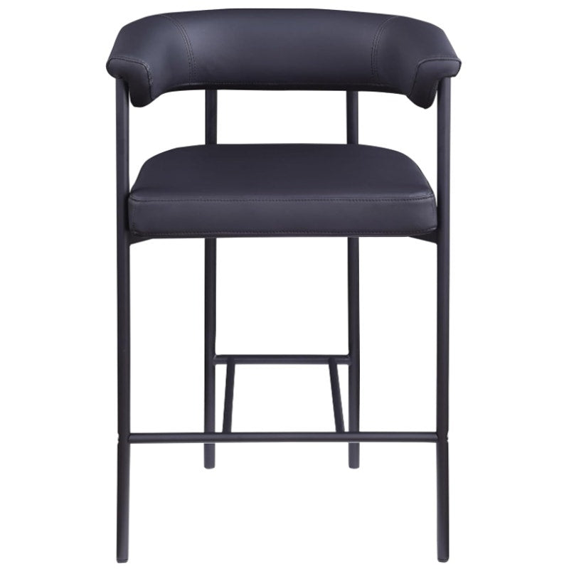 Set of 2 Counter Stool, Soft Vegan Leather Meridian Furniture 428Black-C Malin Collection Modern