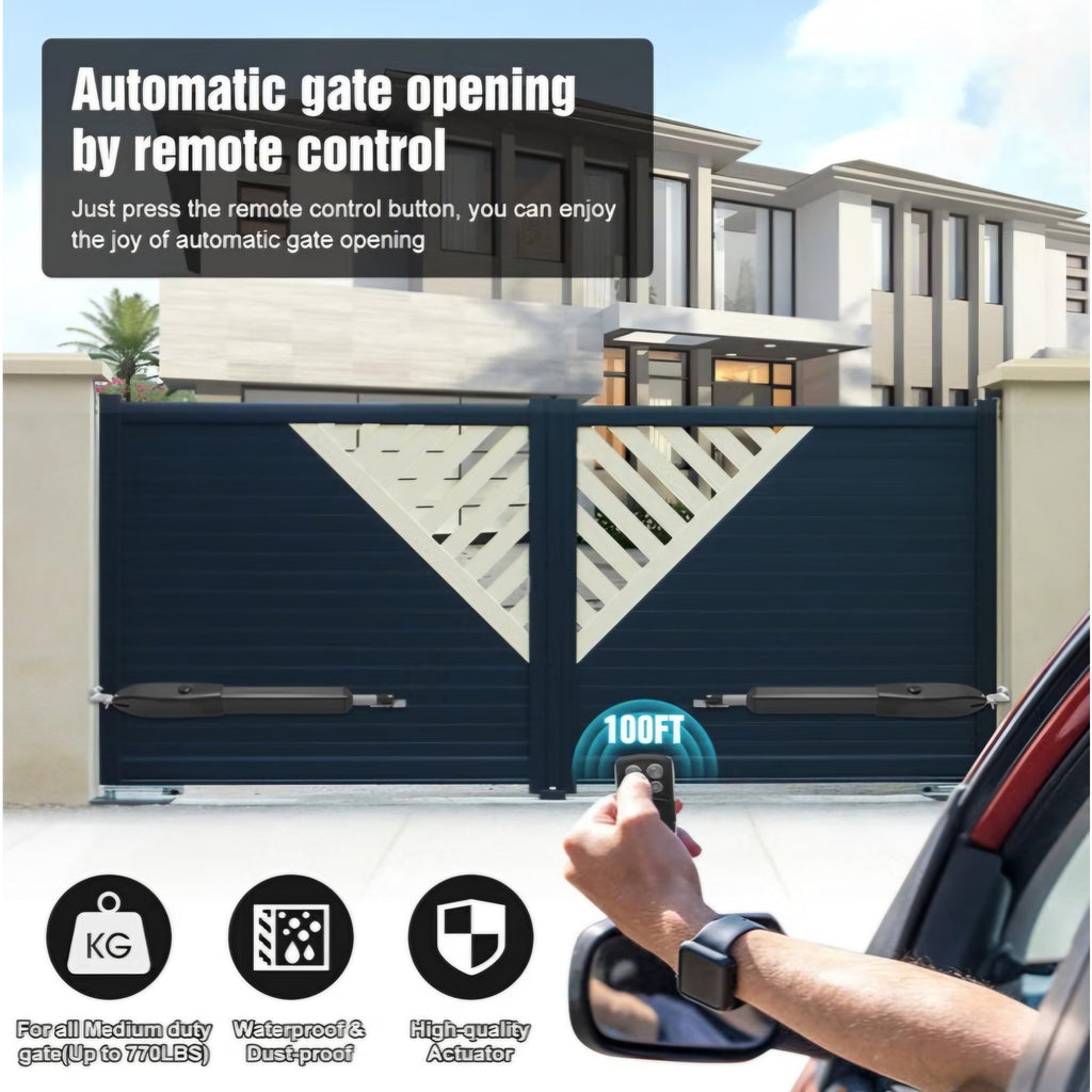 Automatic Gate Opener with Remote Complete Kit for Swing Gate Up to 770lb 16FT per Arm