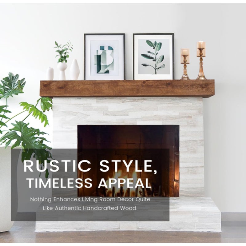 60'' Fireplace Mantel, 5'' Pine Wood Floating Shelf, DarkWalnut Handcrafted Mantel Shelves, 60x8x5"