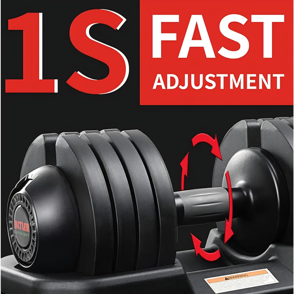 52LBS Single Adjustable Dumbbell Premium Rubber Coated