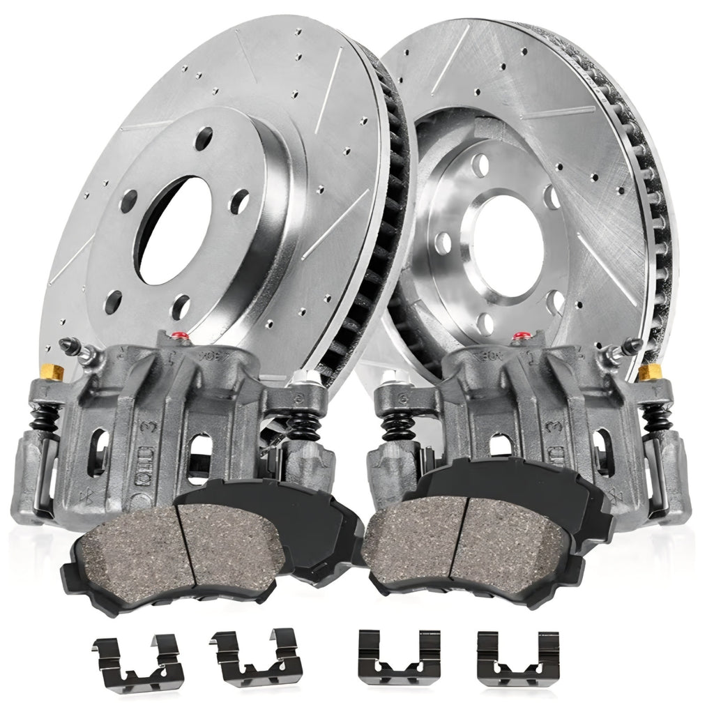 BRAKE PARTS Front Replacement Calipers and Drilled Slotted 1998 - 2002 Chevy Prizm Toyota Corolla
