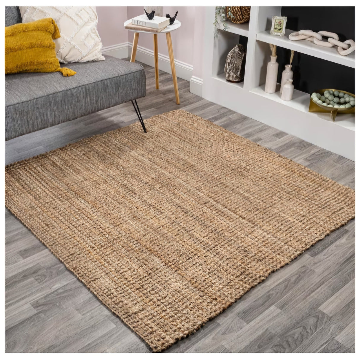 JONATHAN Y Pata Hand Woven Chunky Jute Natural 7x7 Square Indoor Area Rug, Bohemian, Rustic