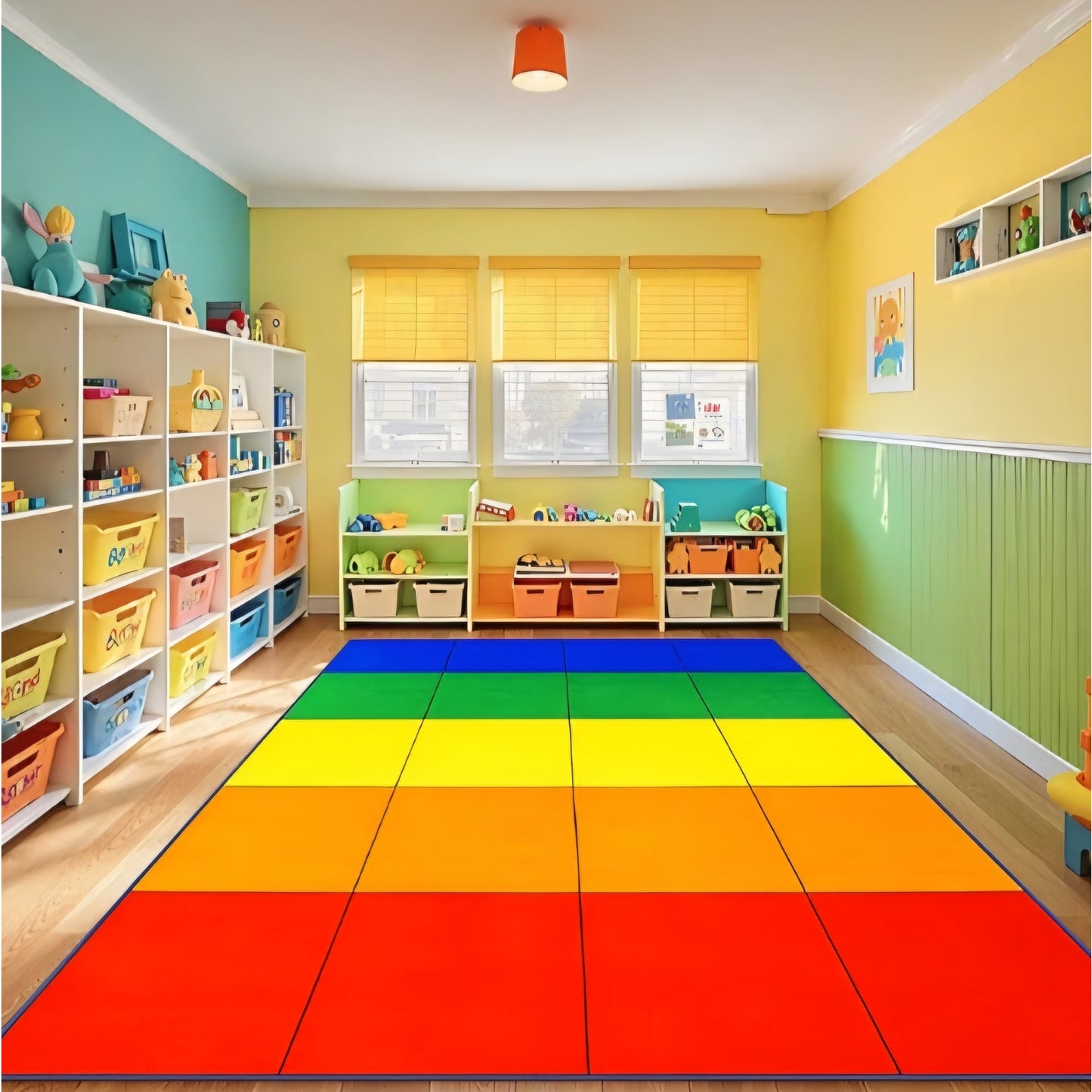 Elementary Classroom Rugs for Kids, Washable Kids Rugs for Playroom School, 6'x9'(Seats-20)