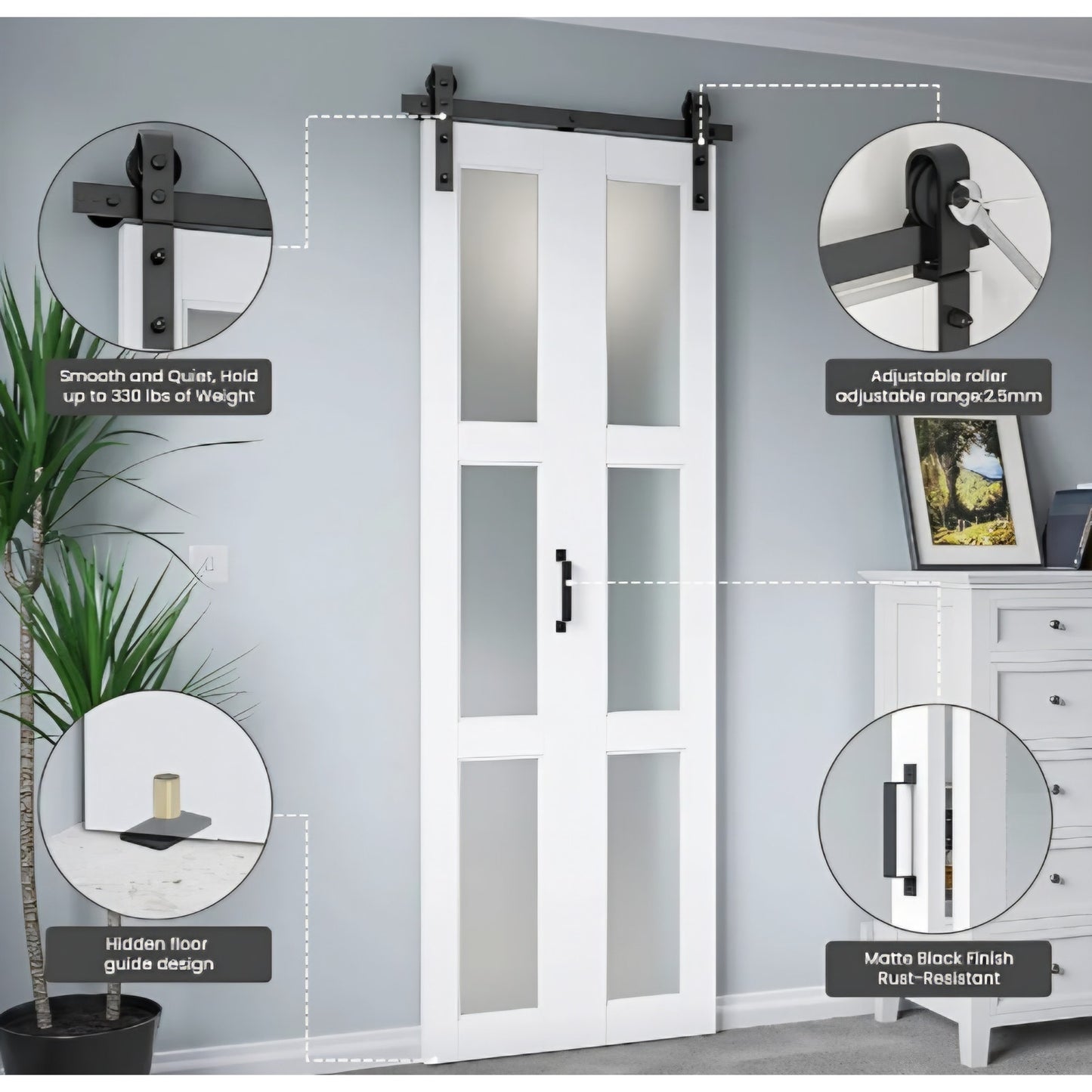 24" x 84" Bifold Sliding Barn Door with Hardware Kit Included