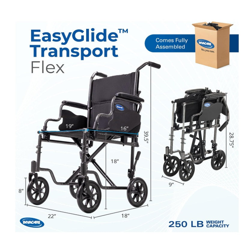 Invacare Transport Wheelchair for Adults Compact Lightweight Wheel Chair with Foldable Backrest