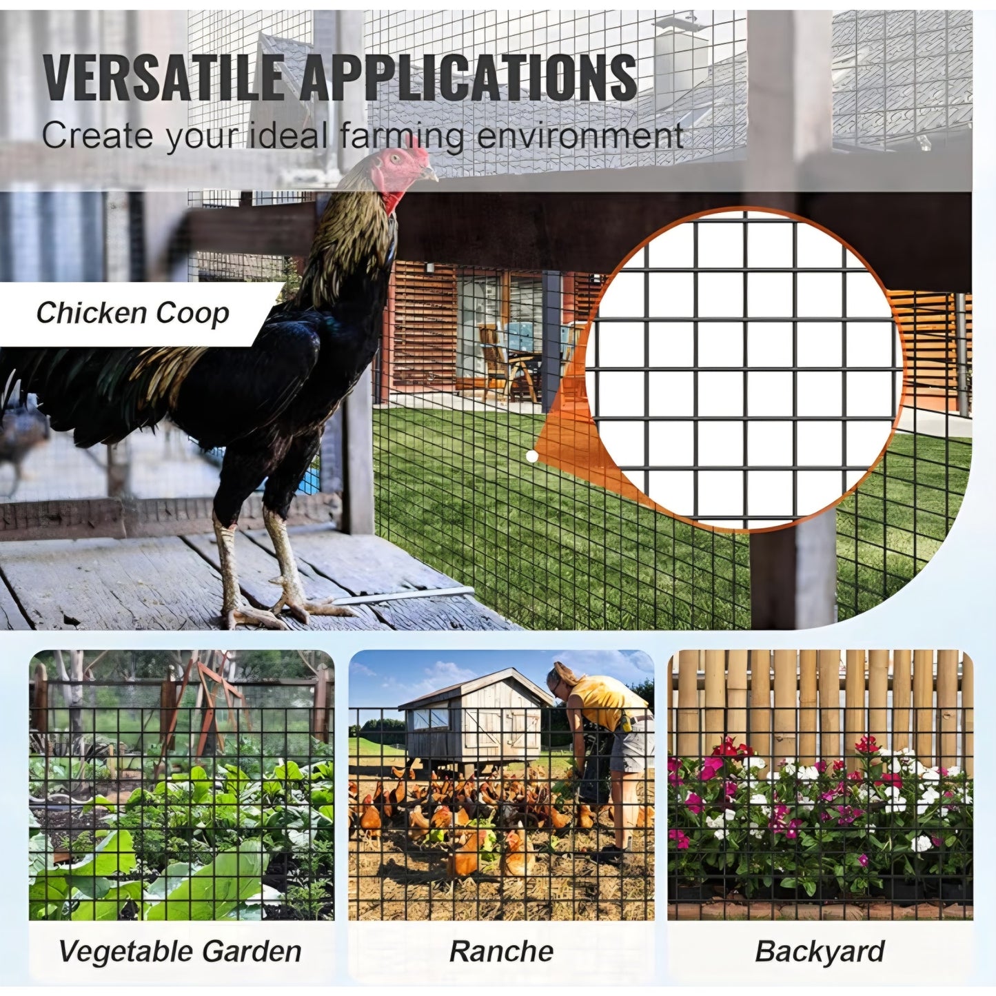 Hardware Cloth, 48'' x 100' 1/2inch Galvanized Wire Mesh Roll, 19 Gauge Chicken Wire Fencing Roll