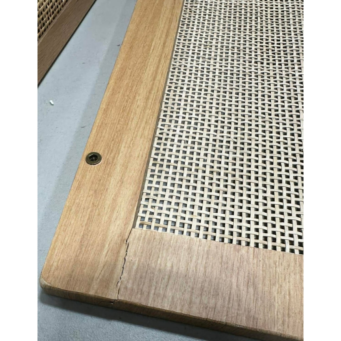 Rattan Full Bed Frame - Full Size Platform Bed Frame with Natural Rattan Headboard