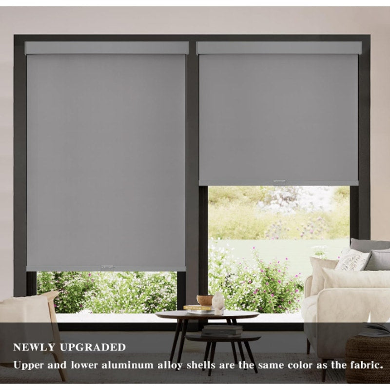 AOSKY Cordless Blackout Roller Shades, 73" W x 72" H, Grey