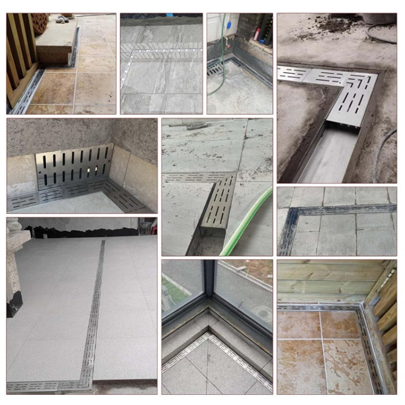 Pool Deck Drain Channel 1-1/4" W 12 Pcs,Pool Drain,Silver Channel Drain Linear Trench Drain