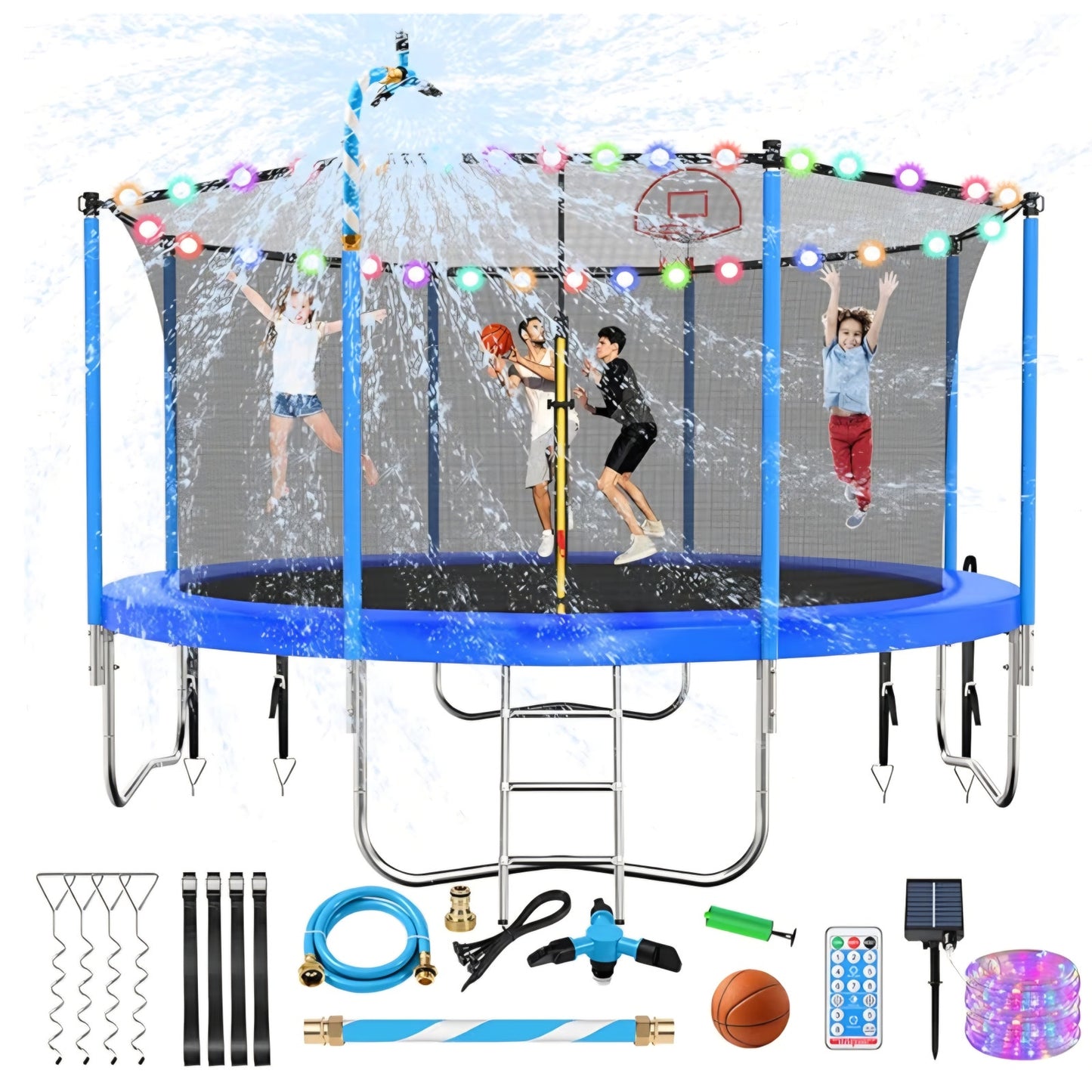 Lyromix Upgraded 12FT  Trampoline Outdoor with Basketball Hoop and Net, Capacity for 4-6 Kids