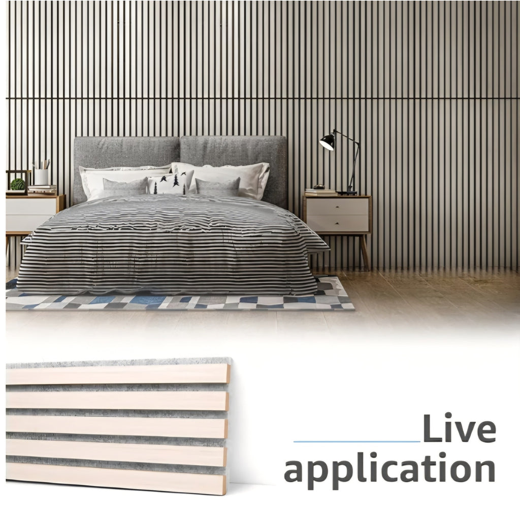 Art3d 2 Wood Slat Acoustic Panels for Wall and Ceiling - 3D Fluted Sound Absorbing Panel WHITE ELM